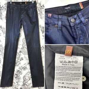 Notify Navy Blue Shimmer Stretch Cotton Straight Leg Jeans, Sz 27/4 Long